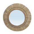 Miroir mural rond en herbe naturelle tressée avec cadre en corde de jute Ø65 cm