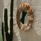 Miroir mural rond en raphia naturel et coquillages 60 cm