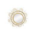 Miroir mural rond avec cadre en rotin soleil de 51 cm de diamètre