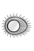 Miroir mural rond en rotin noir motif œil solaire Ø58 cm