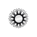 Miroir mural rond en rotin noir avec rayons en boucle et surface réfléchissante centrale