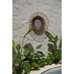 Miroir mural rond en rotin tressé naturel ajouré – Ø80 cm