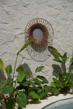 Miroir mural rond en rotin tressé naturel ajouré, Ø80 cm Design élégant et lumineux