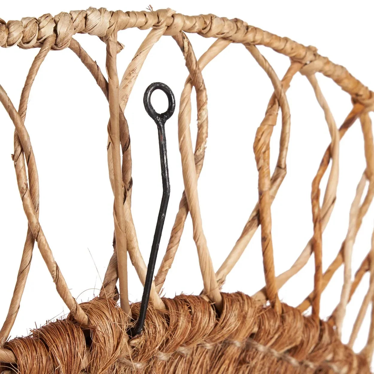 Panier en rotin tressé avec crochet métallique pour décoration mural ronde Ø80 cm