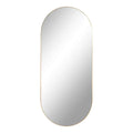 Miroir ovale en acier laiton 35x80 cm cadre fin doré