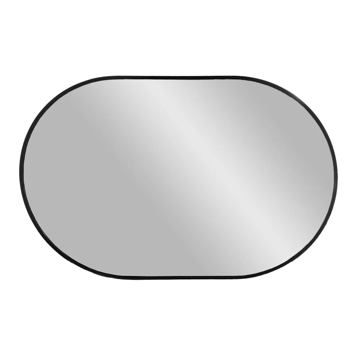 Miroir ovale en aluminium noir 50x80 cm, cadre fin minimaliste