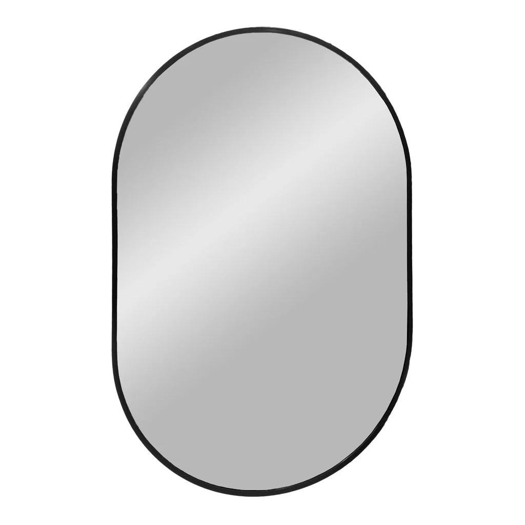 Miroir ovale en aluminium noir 50x80 cm avec cadre élégant et moderne