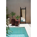 Miroir sur pied rectangulaire en teck noir recyclé 170x57 cm