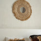 Miroir en raphia naturel rond 70 cm avec franges artisanales