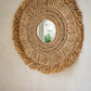 Miroir en raphia naturel rond 70 cm avec franges artisanales