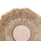 Miroir en raphia naturel rond 70 cm avec franges artisanales