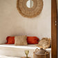 Miroir en raphia naturel rond 70 cm avec franges artisanales