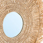 Miroir en raphia naturel rond 70 cm avec franges artisanales