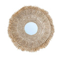 Miroir en raphia naturel rond 70 cm avec franges artisanales