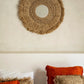 Miroir en raphia naturel rond 70 cm avec franges artisanales