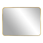 Miroir rectangulaire 50x70 cm en cadre aluminium laiton doré aux coins arrondis