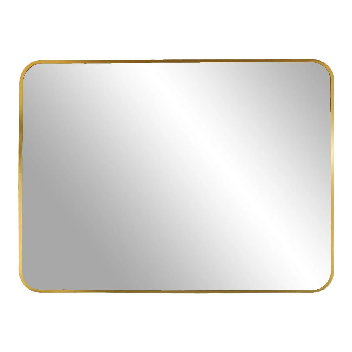 Miroir rectangulaire 50x70 cm en cadre aluminium laiton doré aux coins arrondis