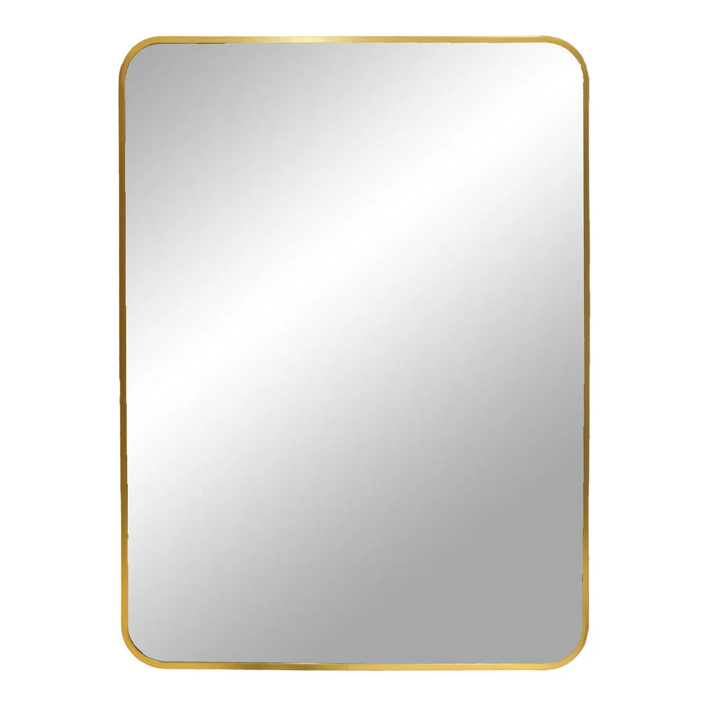 Miroir rectangulaire 50x70 cm avec cadre en aluminium laiton aux coins arrondis