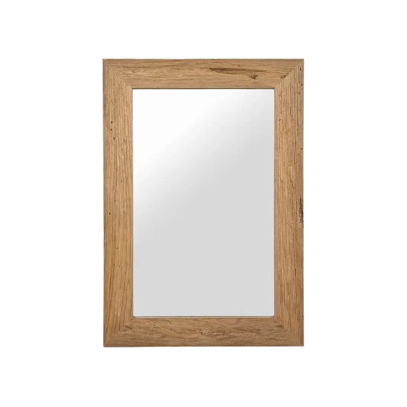 Miroir rectangulaire en bois 100 cm avec cadre en bois massif, fond blanc.