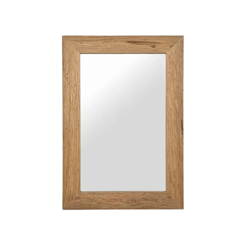 Miroir rectangulaire en bois 100 cm avec cadre en bois massif, fond blanc.
