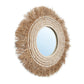 Miroir rond 75 cm en raphia et coquillages naturel blanc