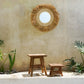 Miroir rond 75 cm en raphia et coquillages naturel blanc