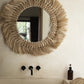 Miroir rond 90 cm en herbe naturelle tressée