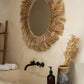 Miroir rond 90 cm en herbe naturelle tressée