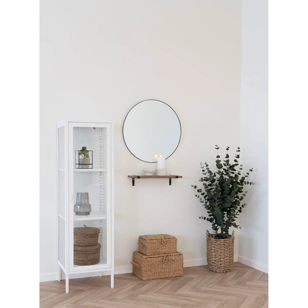 Miroir rond en acier noir Ø60 cm cadre fin élégant