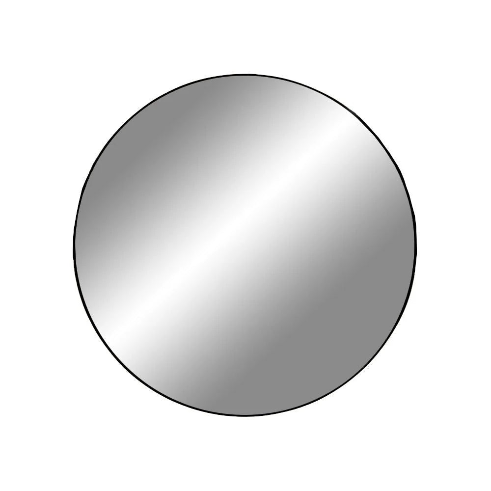 Miroir rond en acier noir avec cadre fin et brillant, Ø60 cm, élégant design