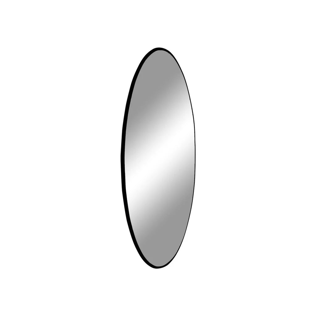 Miroir ovale en acier noir avec cadre fin et élégant de 60 cm de diamètre