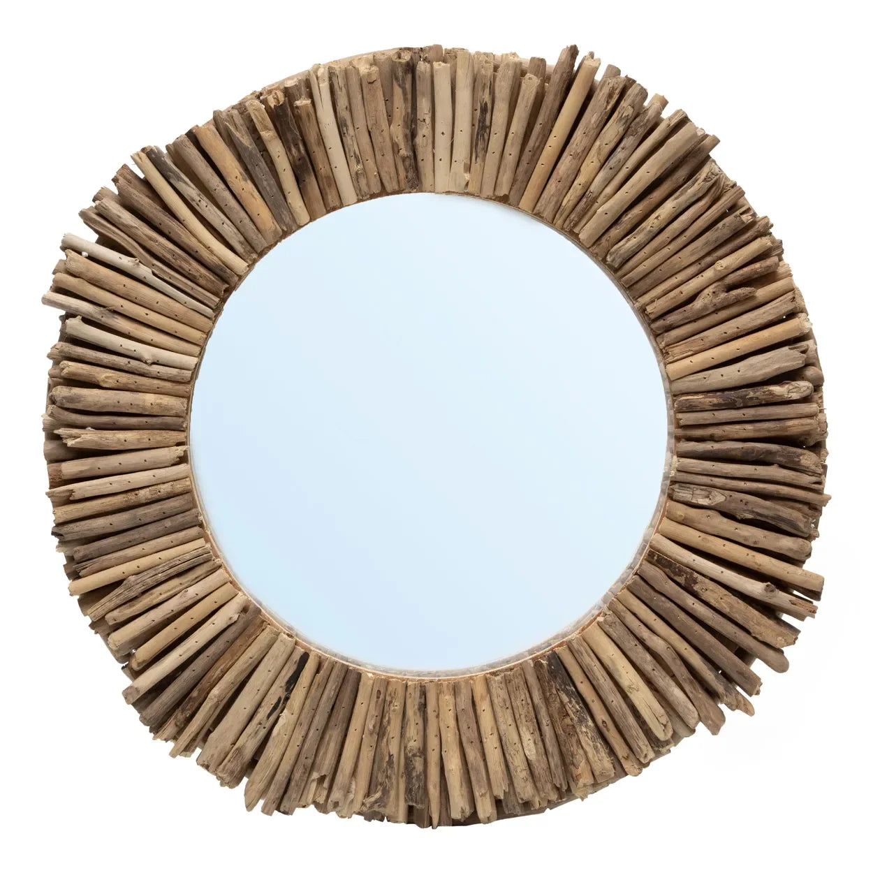 Miroir rond en bois flotté 60 cm