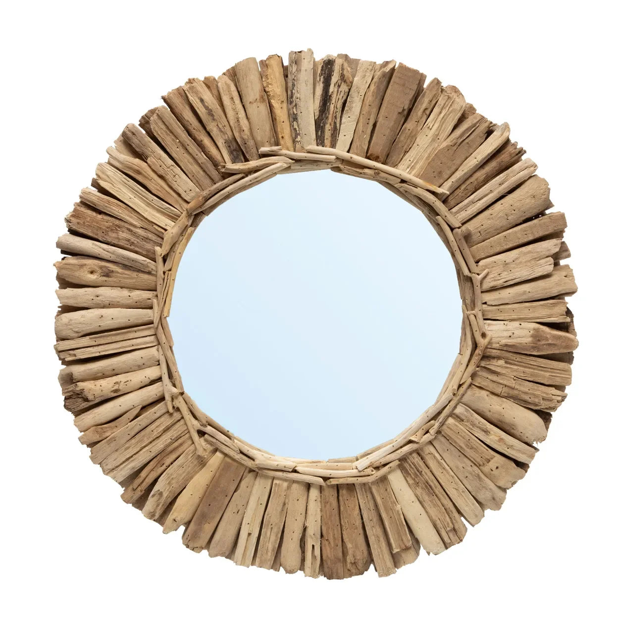 Miroir rond en bois naturel 60 cm