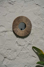 Miroir rond en herbe Alang Alang 45 cm naturel avec cadre en paille de riz
