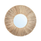 Miroir rond avec cadre soleil en herbe Alang Alang naturel 45 cm
