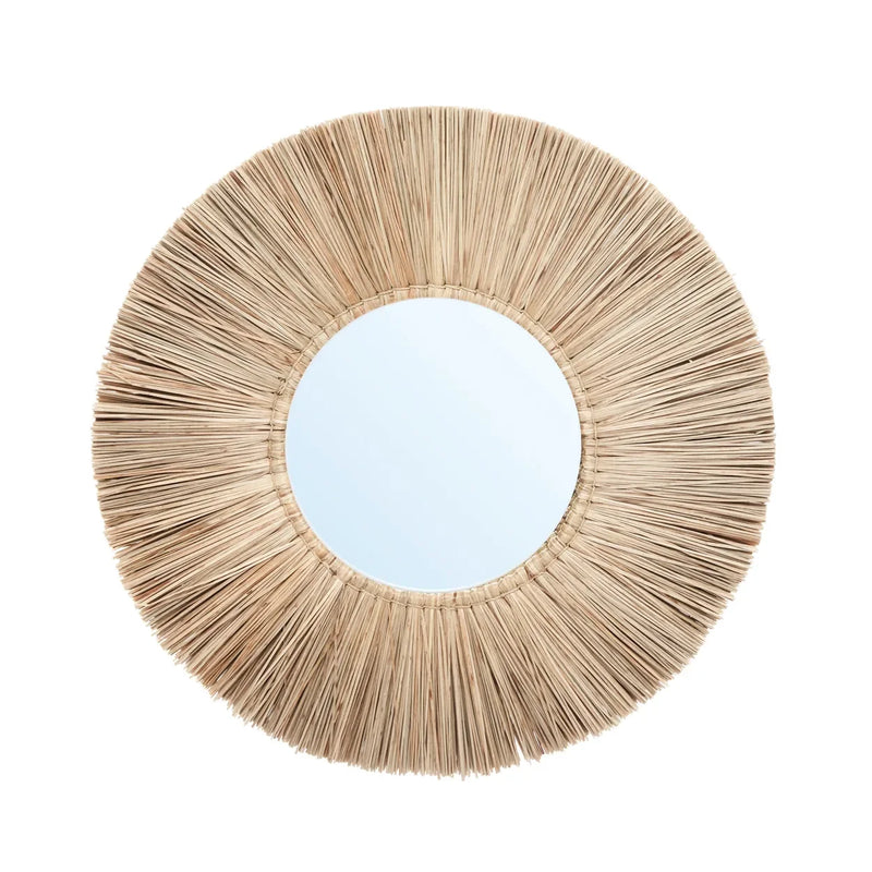 Miroir rond en herbe Alang Alang 45 cm naturel