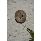 Miroir rond avec cadre en herbe Alang Alang naturel de 45 cm pour décoration intérieure