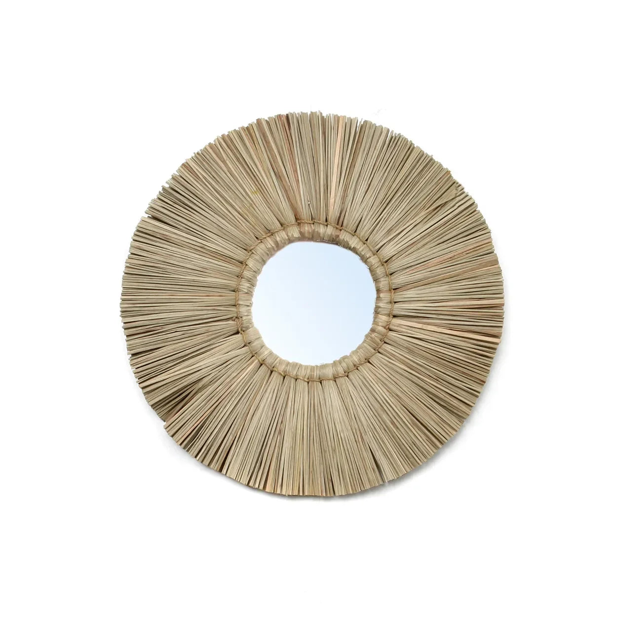 Miroir rond en herbe Alang Alang naturelle 35 cm