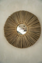 Miroir rond en herbe Alang Alang naturelle 35 cm