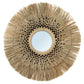 Miroir rond en herbe et coton noir 70 cm artisanat