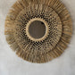Miroir rond en herbe et coton noir 70 cm artisanat