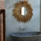 Miroir rond en herbe naturelle 130 cm fait main