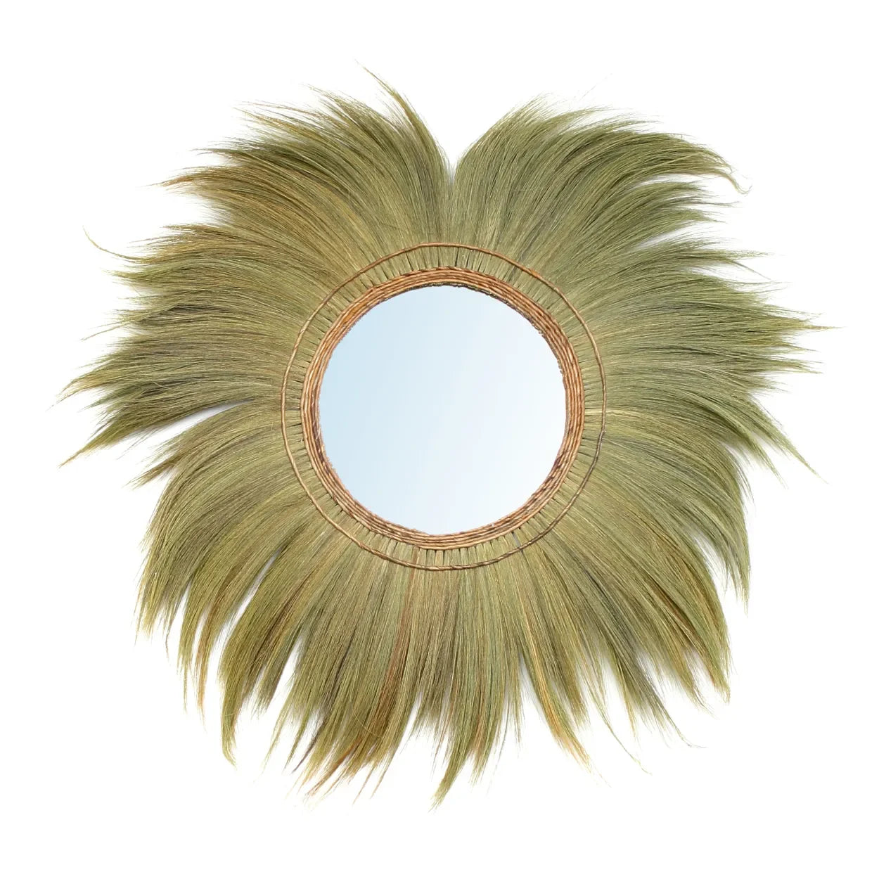 Miroir rond en herbe naturelle 130 cm fait main