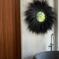 Miroir rond en herbe de Rayung noire 70 cm mural