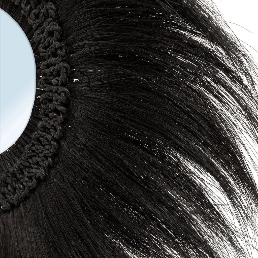 Extension de cheveux noirs avec bande élastique tressée, pour Miroir rond en herbe de Rayung noire 70 cm mural