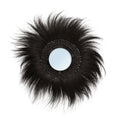 Miroir rond en herbe Rayung noire de 70 cm mural avec cadre en plumes noires