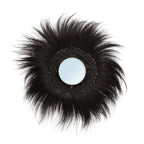 Miroir rond en herbe Rayung noire de 70 cm mural avec cadre en plumes noires