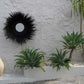 Miroir rond en herbe séchée noire 90cm