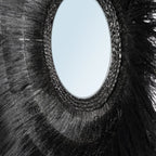 Miroir rond en herbe séchée noire 90cm