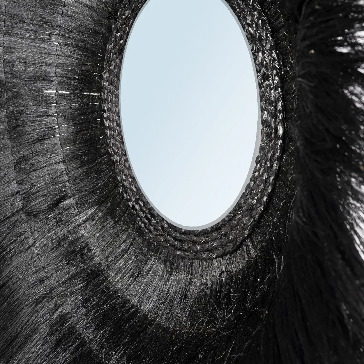Miroir rond en herbe séchée noire 90cm